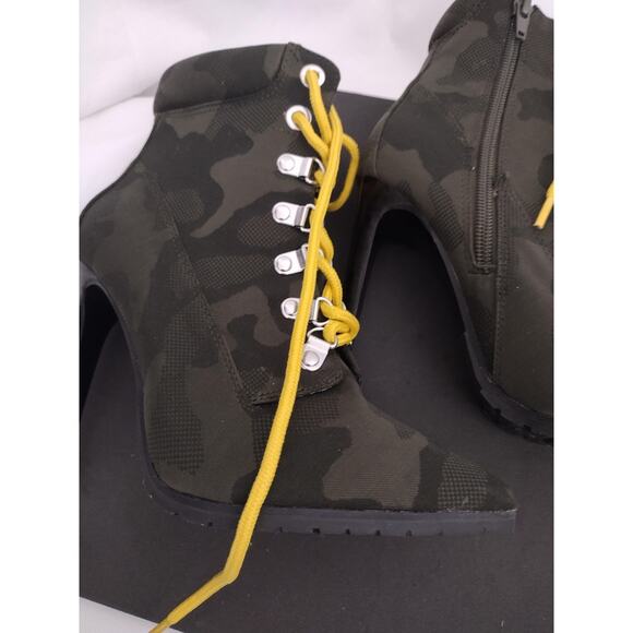 Madden Destiny Boots Womens Size 5 Green Camo Lace Up Stiletto Ankle Heel - Picture 7 of 10
